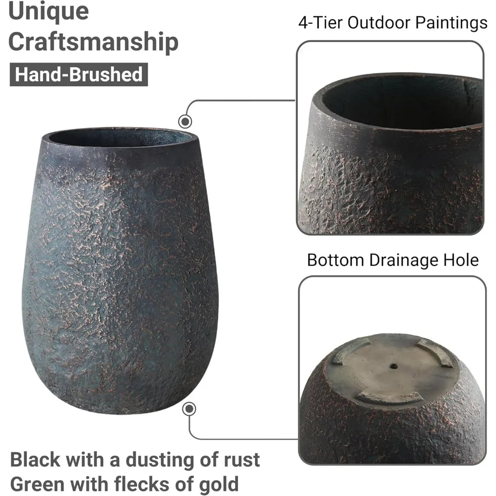 20" Weathered Concrete Tall Planter Set of 2