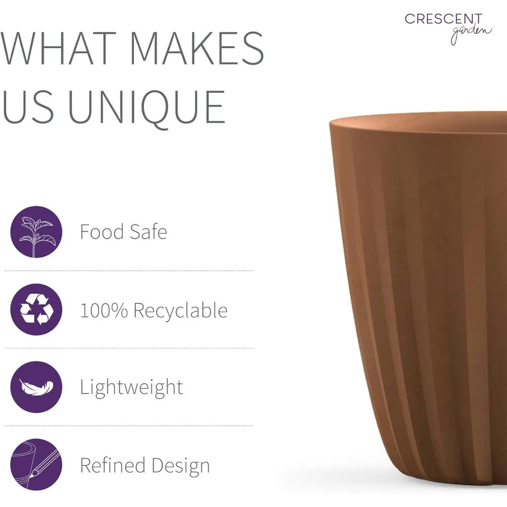 Crescent Garden Pleat Planter 23" Weathered Terracotta