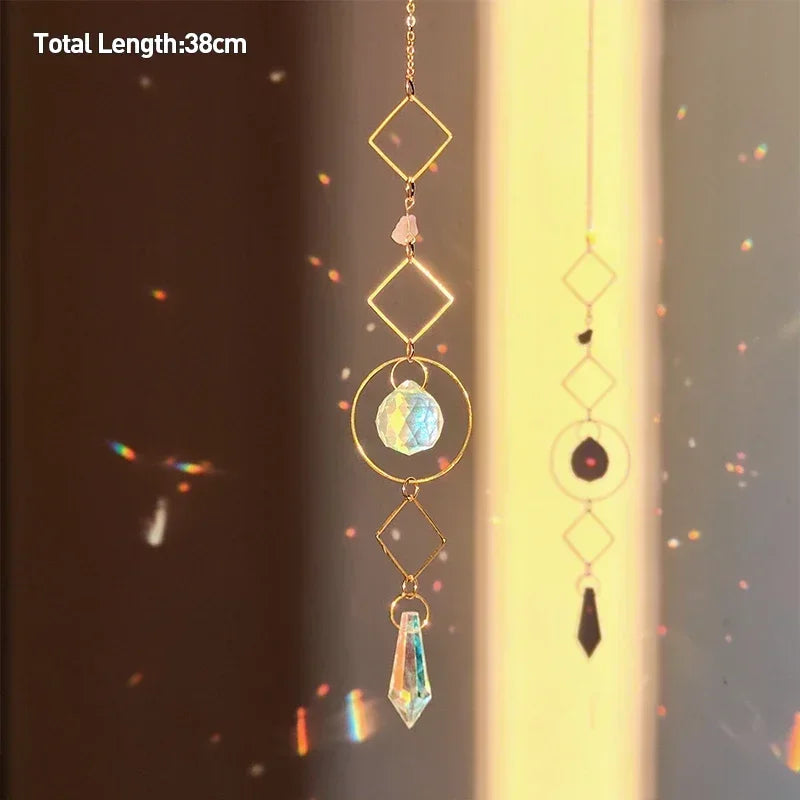 Tree of Life Agate Moon Suncatcher Crystal Pendant: