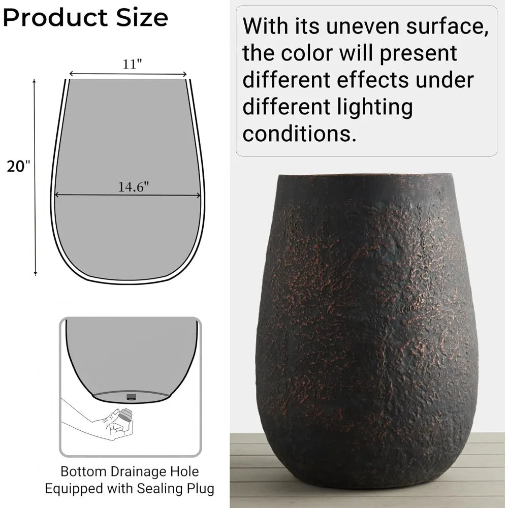 20" Weathered Concrete Tall Planter Set (2 pcs)