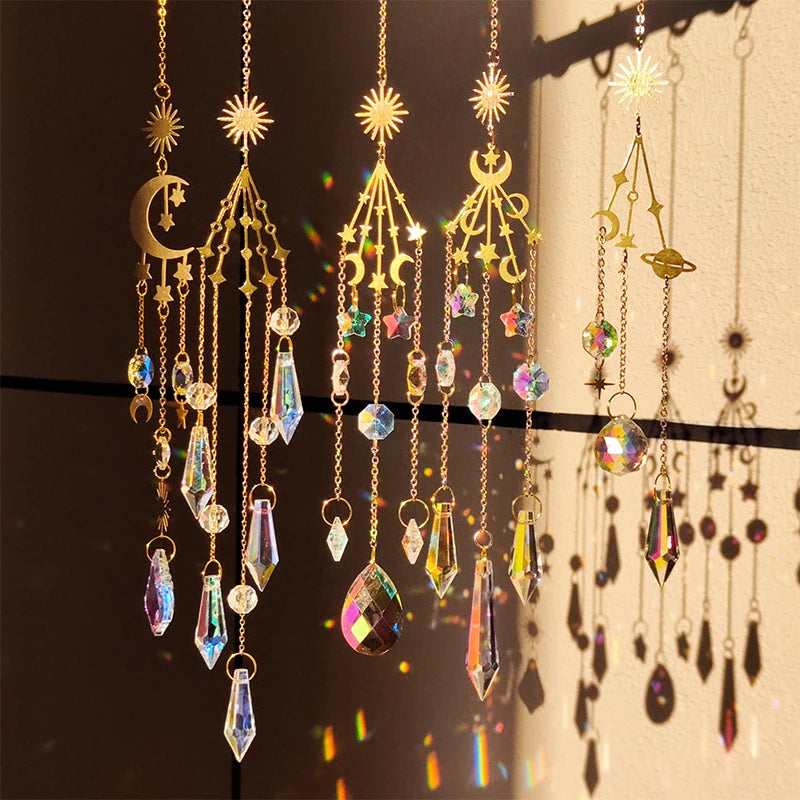 Tree of Life Agate Moon Suncatcher Crystal Pendant: