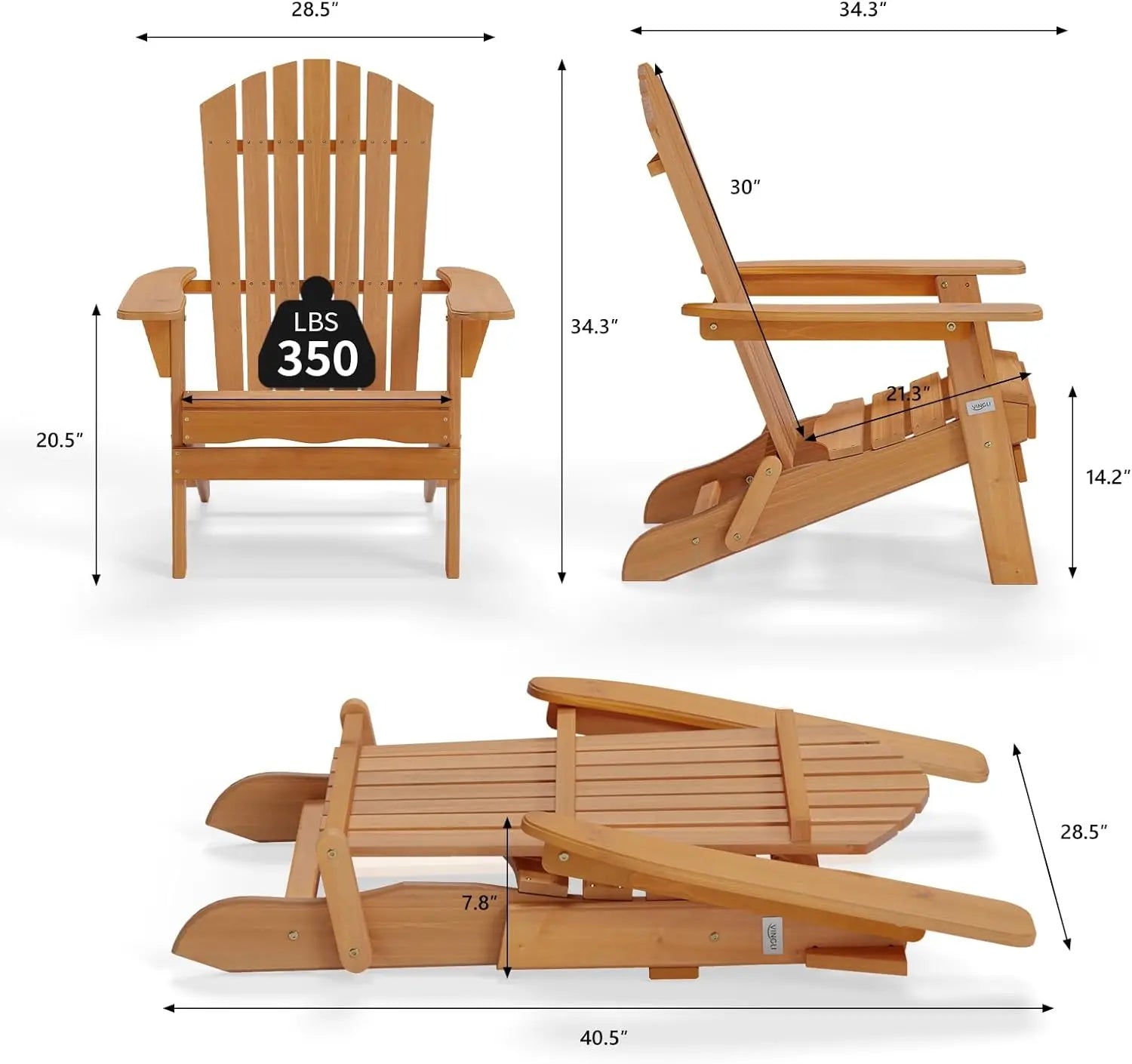 Folding Adirondack Chairs Set of 4: