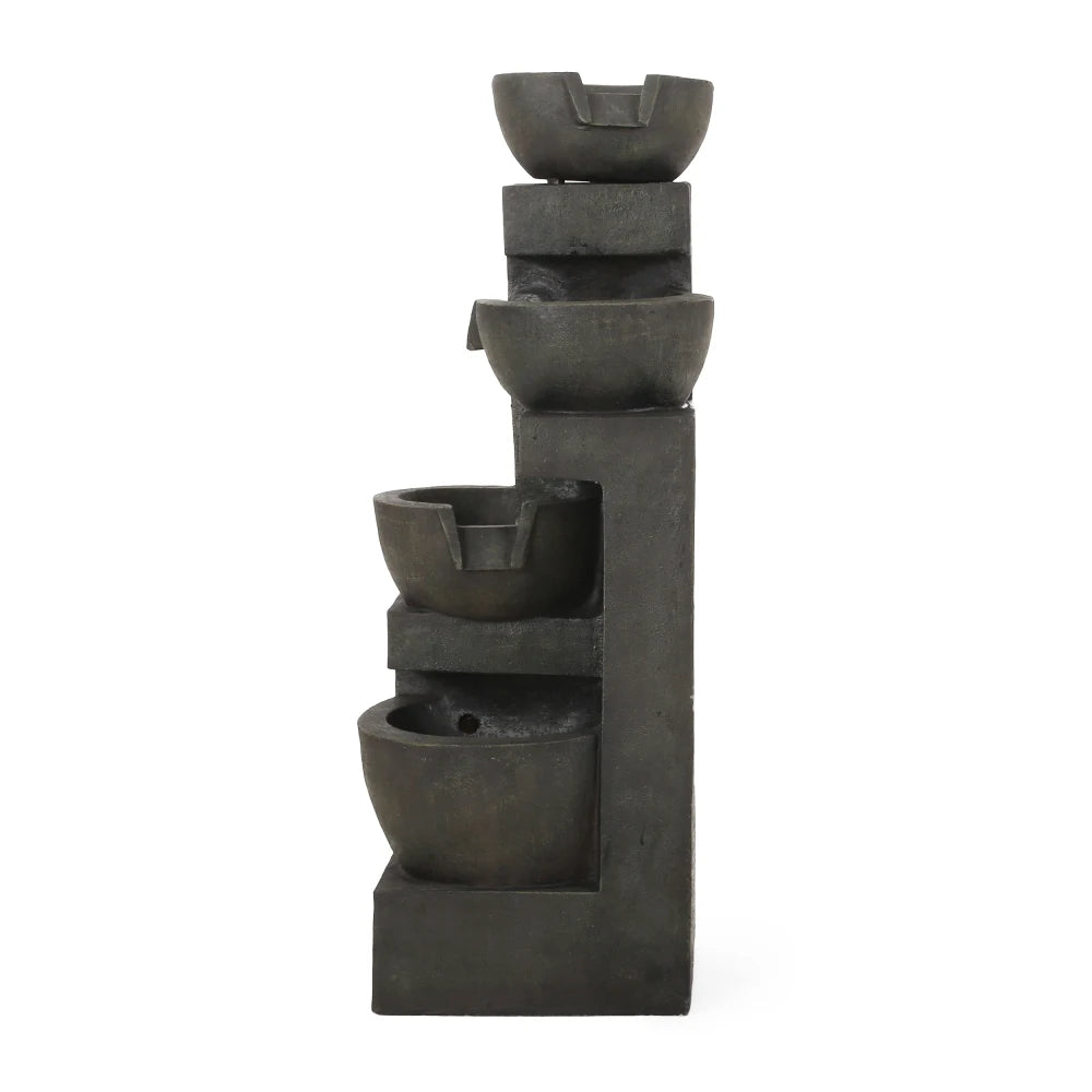 42.25" High 3-Tier Outdoor Floor Fountain with Light