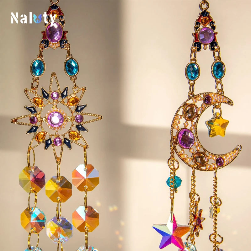 Tree of Life Agate Moon Suncatcher Crystal Pendant: