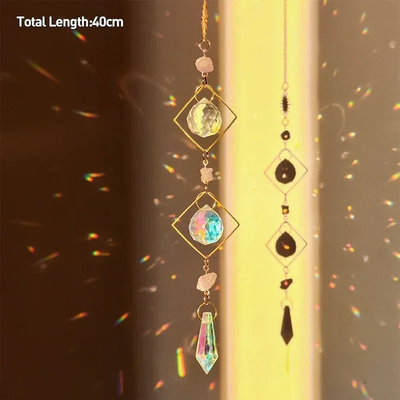 Tree of Life Agate Moon Suncatcher Crystal Pendant: