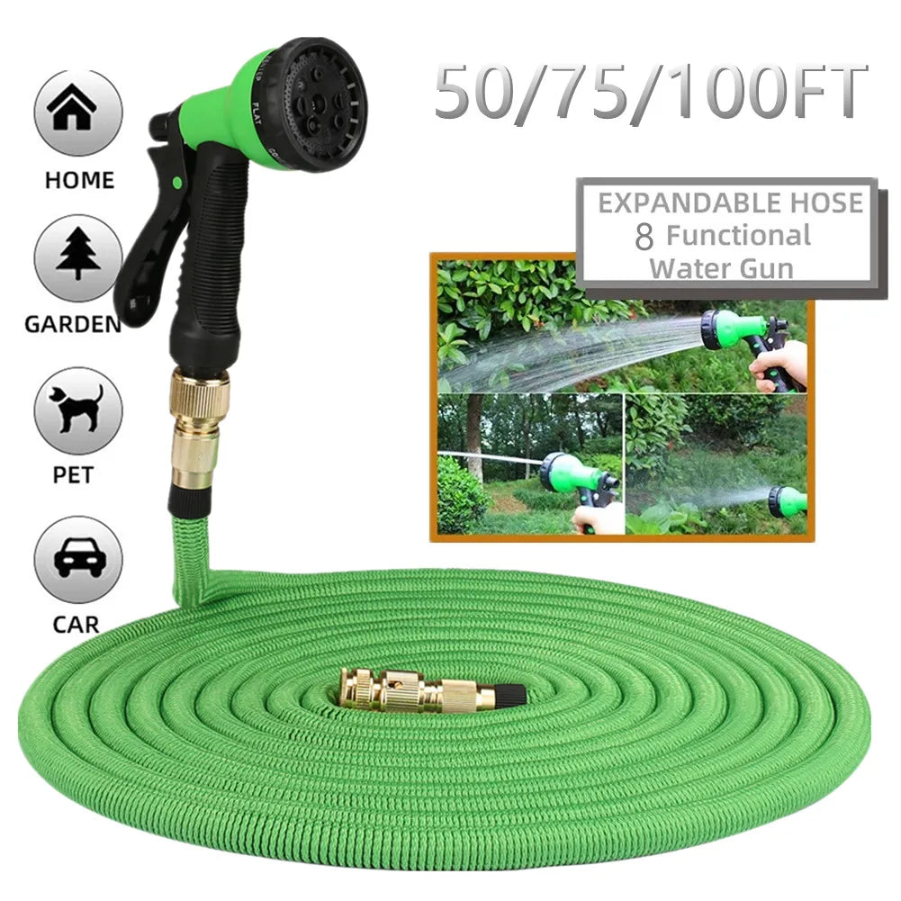 Expandable Garden Water Hose – High-Pressure PVC with Double Metal Connectors