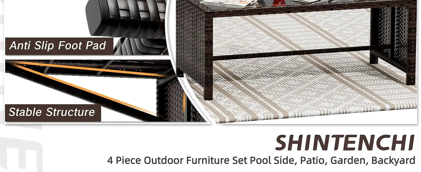 Shintenchi 3-Piece Wicker Patio Set – All-Weather Rattan Outdoor Sofa Set