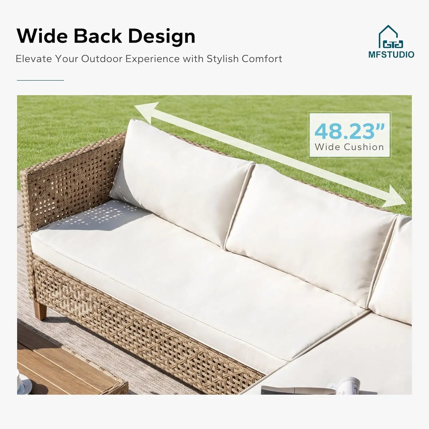 3-Piece Patio Wicker Sectional Sofa Set – L-Shaped Outdoor Couch with Wood Table