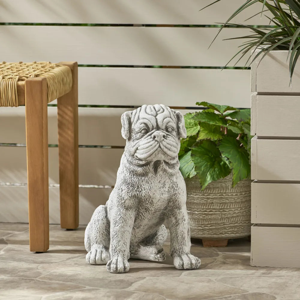 Weather-Resistant Concrete Dog Garden Statue