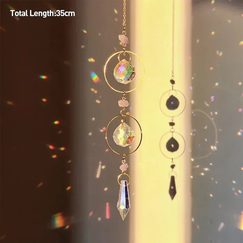 Tree of Life Agate Moon Suncatcher Crystal Pendant: