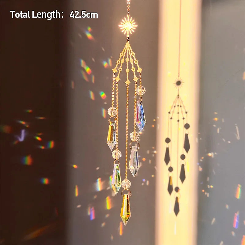 Tree of Life Agate Moon Suncatcher Crystal Pendant: