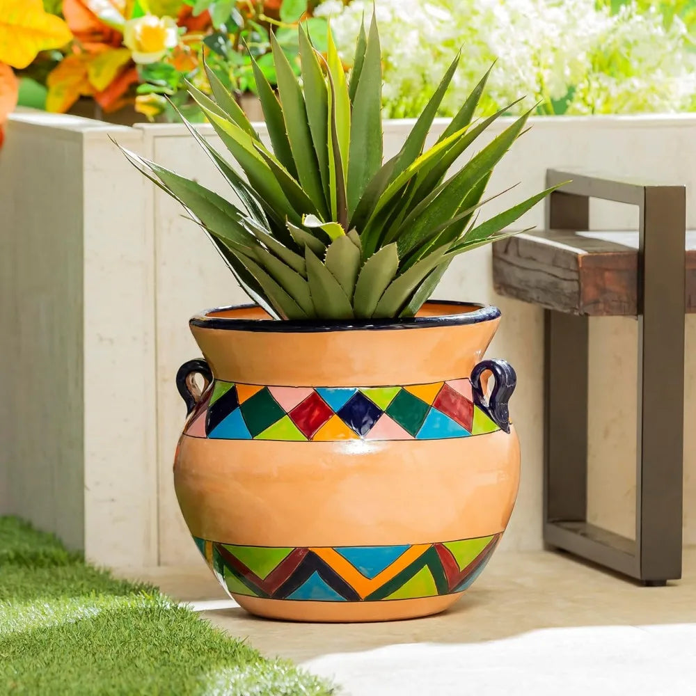 Evergreen Talavera Mexican Ceramic Pot 14"