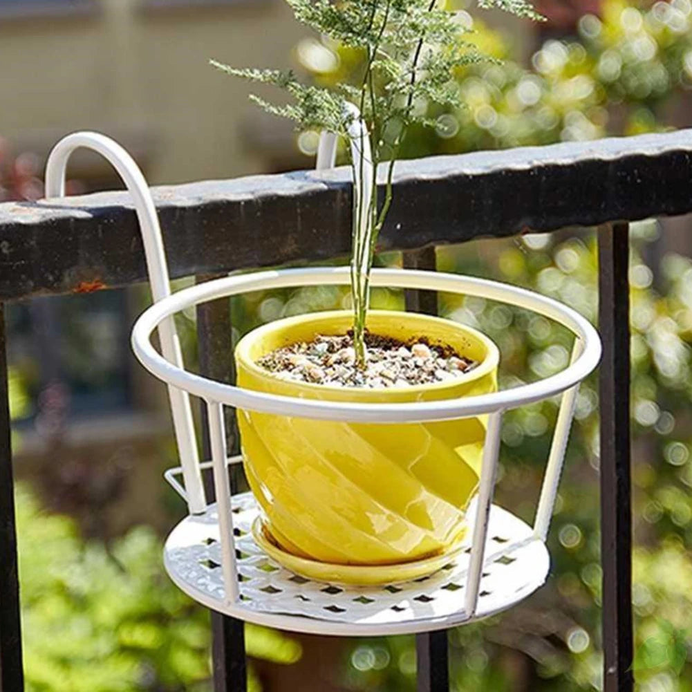 Hanging Railing Flower Pot Holder – Metal Fence Basket