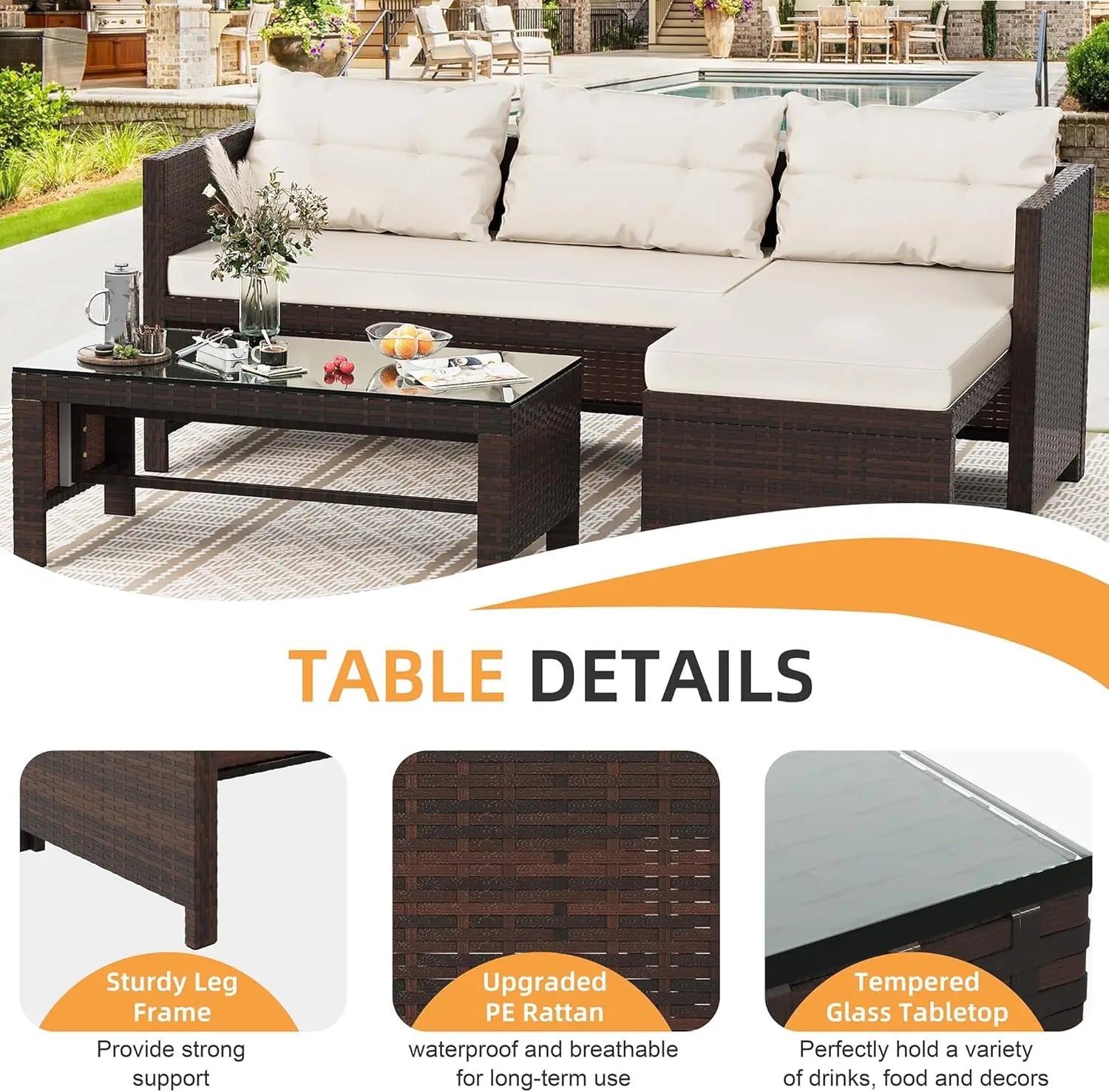 Shintenchi 3-Piece Wicker Patio Set – All-Weather Rattan Outdoor Sofa Set