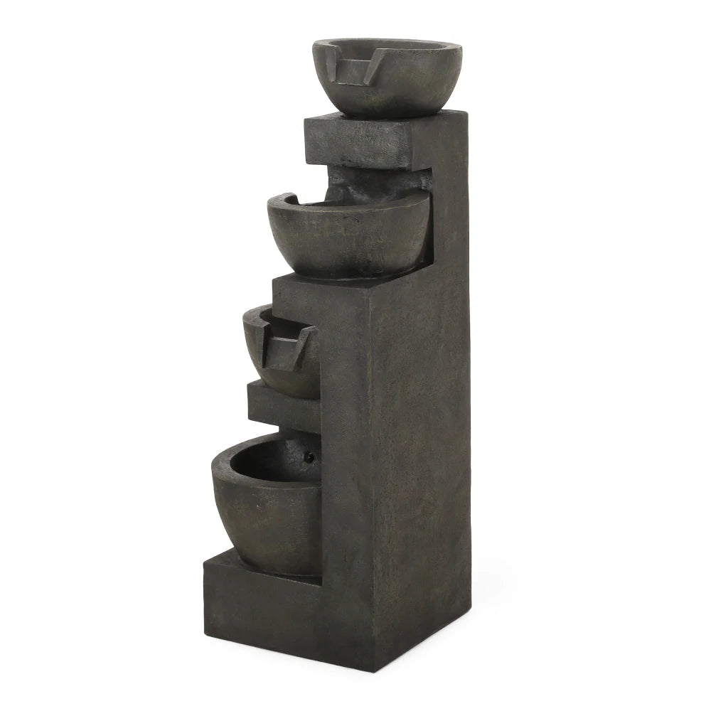 42.25" High 3-Tier Outdoor Floor Fountain with Light