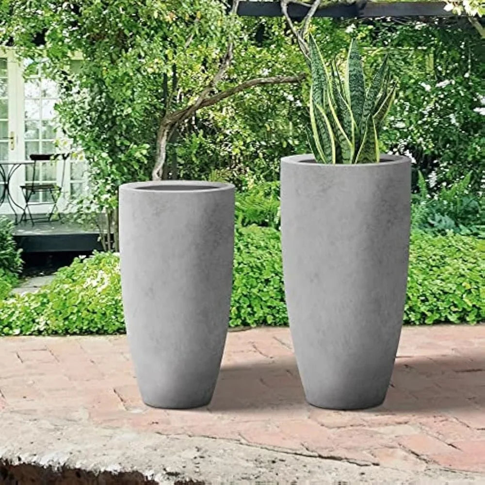 Plantara Tall Raw Concrete Planter (32" & 23.6")