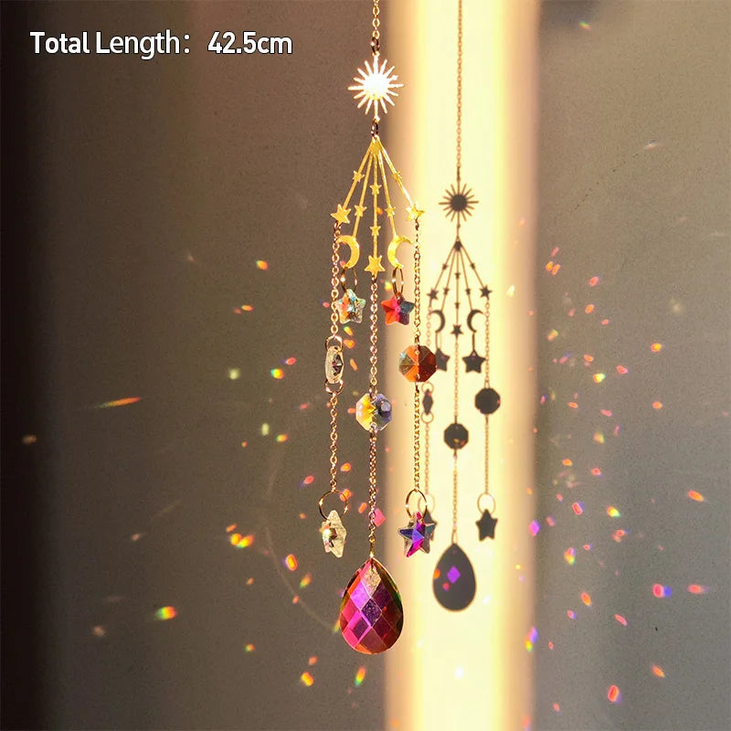 Tree of Life Agate Moon Suncatcher Crystal Pendant: