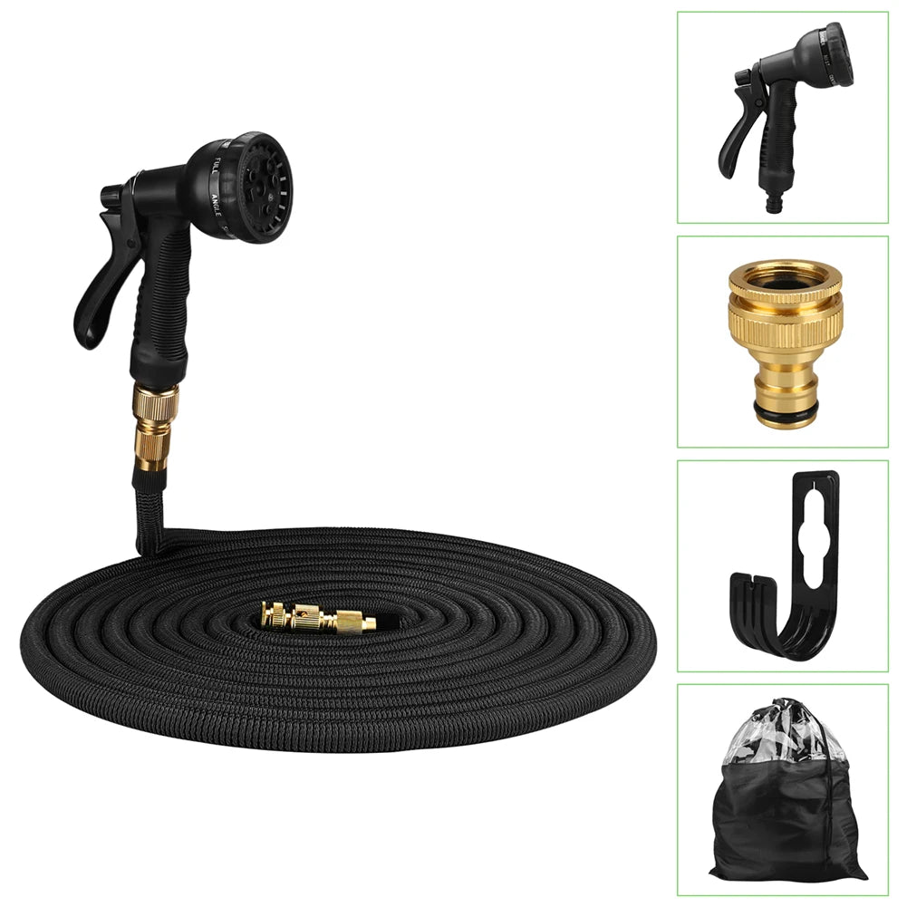 Expandable Garden Water Hose – High-Pressure PVC with Double Metal Connectors