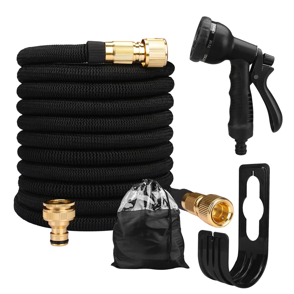 Expandable Garden Water Hose – High-Pressure PVC with Double Metal Connectors