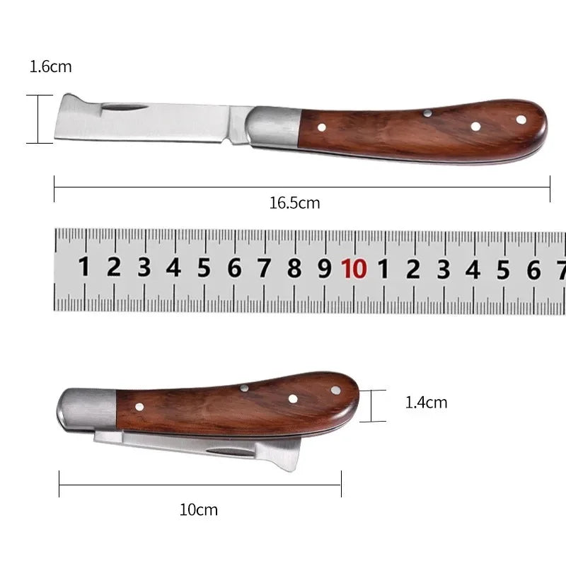 Folding Grafting Knife with Wooden Handle