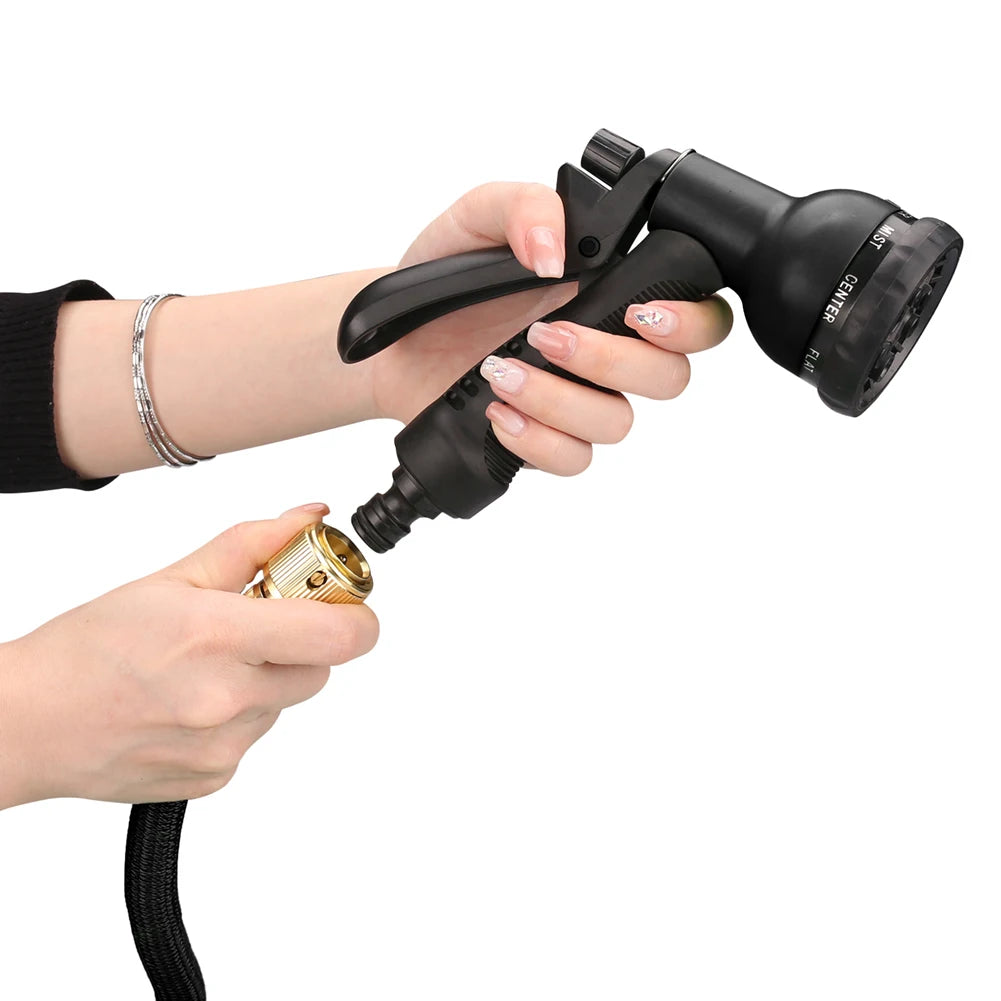 Expandable Garden Water Hose – High-Pressure PVC with Double Metal Connectors