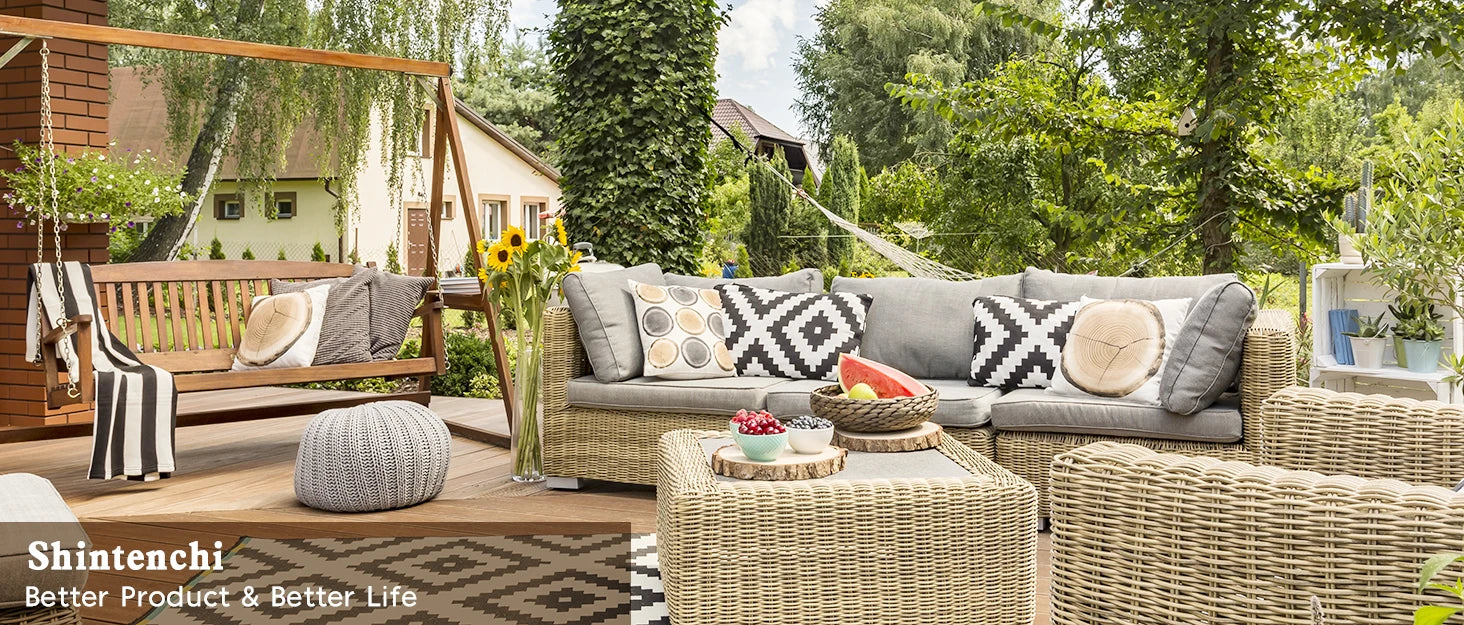 Shintenchi 3-Piece Wicker Patio Set – All-Weather Rattan Outdoor Sofa Set